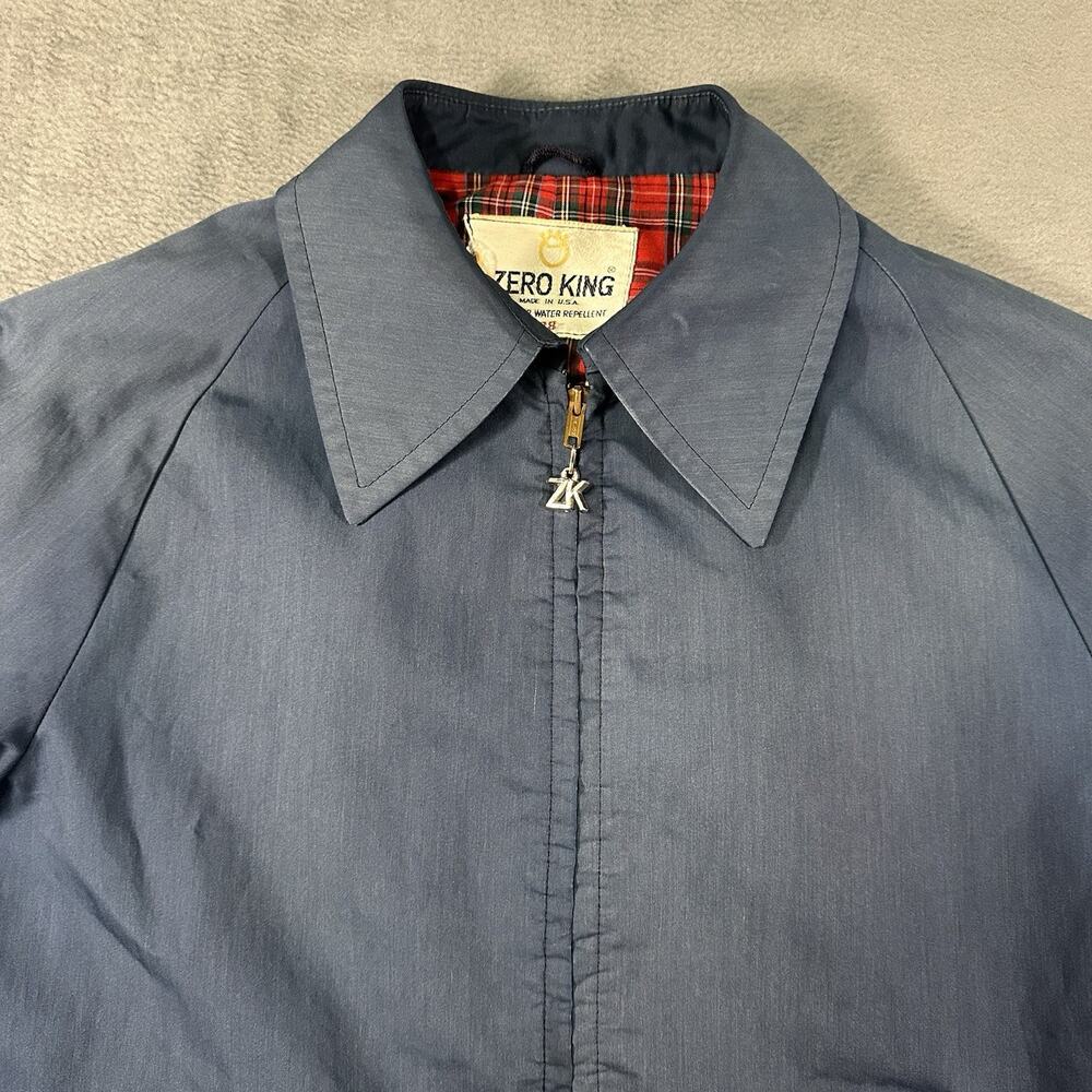 Zero King Jacket Blue Mens 38 Vintage USA Plaid Lined Windbreaker Coat Zip - Picture 6 of 10